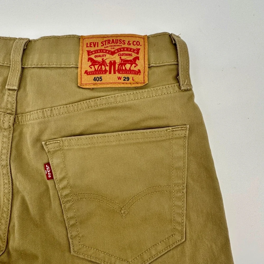 Levis 405‎ Regular Fit Denim Shorts Mens 29 Khaki Tan Brown WaterLess 39864-0079